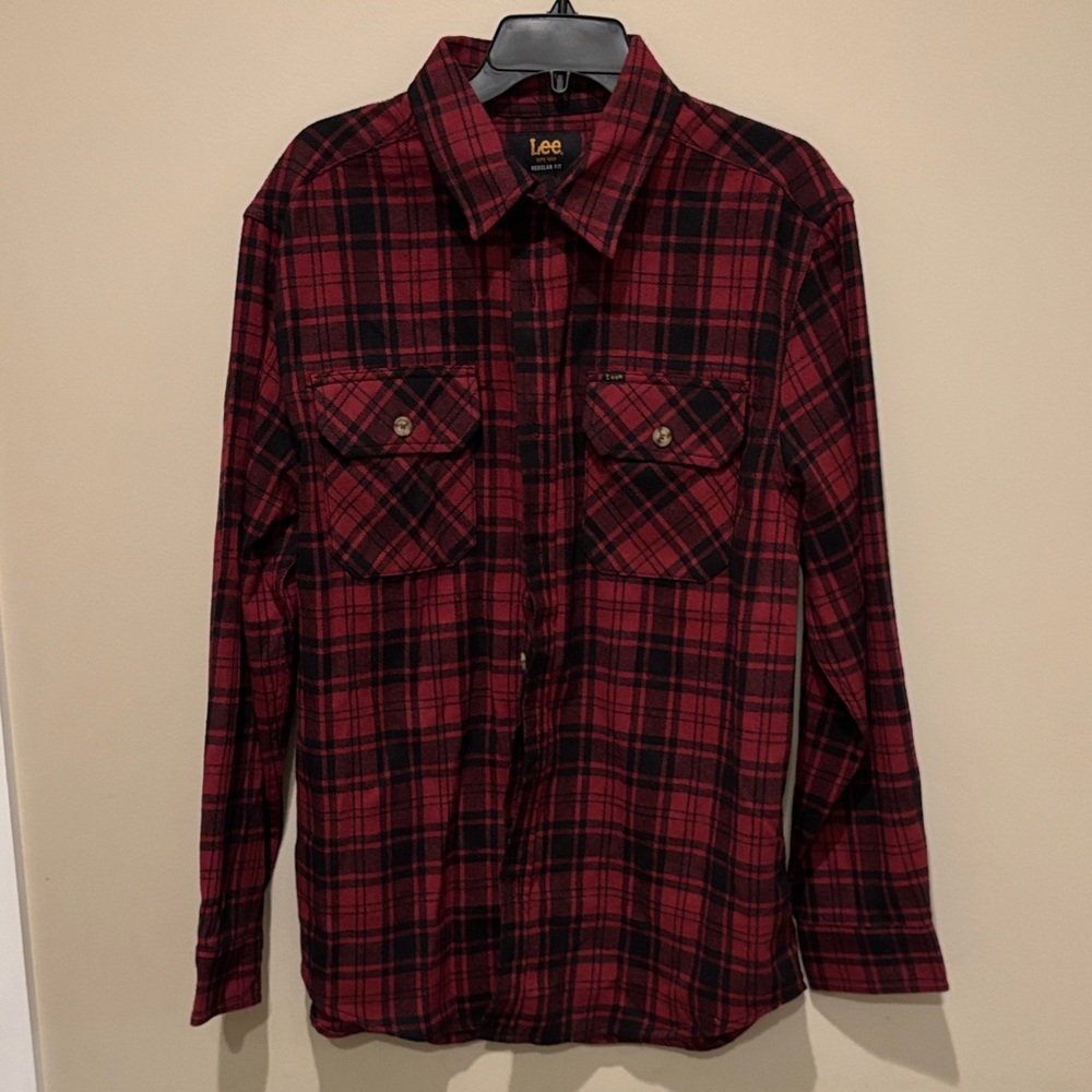 Lee Red and Black Plaid Button-Down Shirt